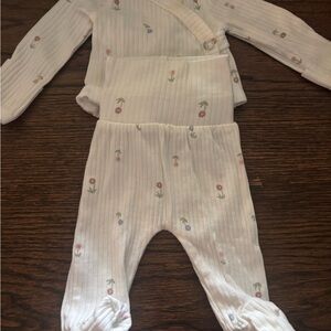 Carter's White Ribbed Floral Baby Matching Set